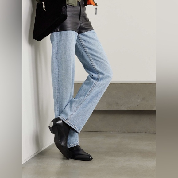 New Alexander Wang black slick 40 cowboy ankle boots in leather Sz36 MSRP:$650 - Picture 2 of 12